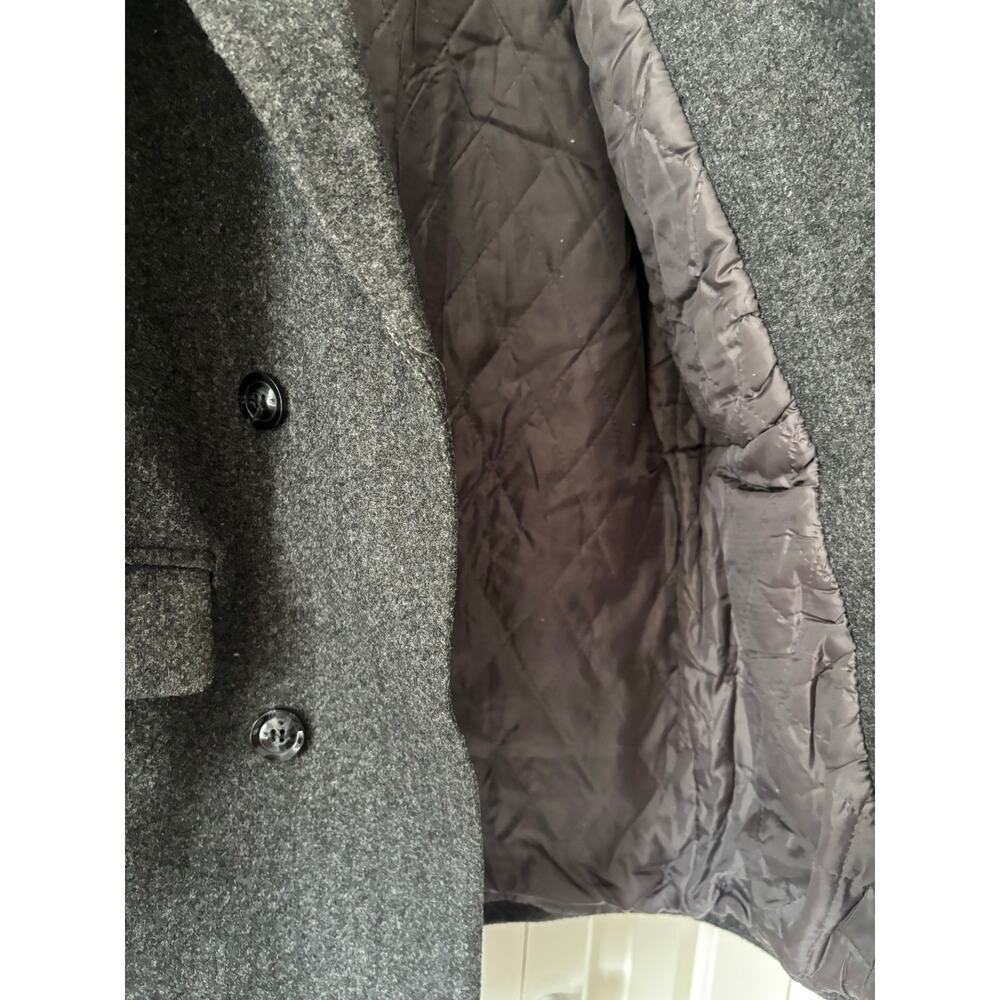 Women’s Gray Double Breasted Wool Blend Peacoat Jacket Long Coat Classic S M - Picture 6 of 10